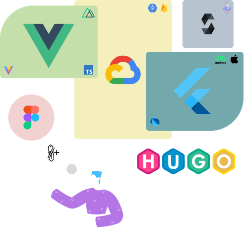 Vue, Typescript, Vite, Nuxt, Google Cloud, Firebase, AppEngine, Flutter, Dart, Android, iOS, Solidity, Ethereum, Hugo, Excalidraw, Figma Vue, Typescript, Vite, Nuxt, Google Cloud, Firebase, AppEngine, Flutter, Dart, Android, iOS, Solidity, Ethereum, Hugo, Excalidraw, Figma
